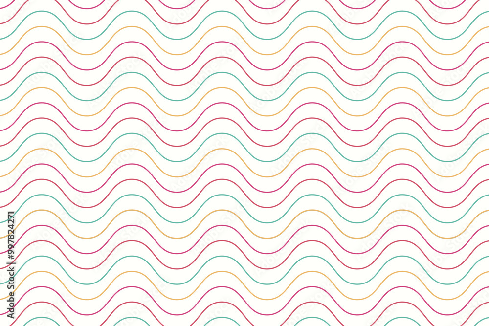 Poster seamless pattern with multicolored wavy lines. vector illustration.