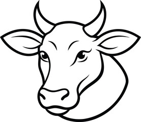 Cow head logo icon vector silhouette illustration 2