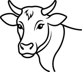 Cow head logo icon vector silhouette illustration 3