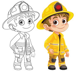 Young Firefighter in Uniform