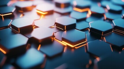 Obraz premium Abstract 3D digital hexagon background - Generative Ai