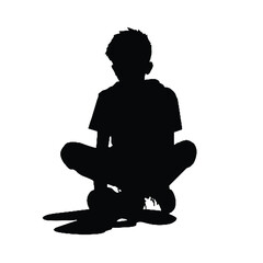 Sitting Child Silhouette Vector – Great for Parenting and Playful Art Projects