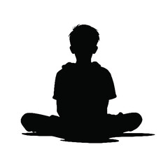 Boy Sitting Silhouette Vector – Perfect for Children’s Activities and Posters