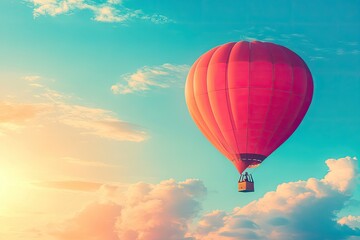 Fototapeta premium Hot Air Balloon Floating Above Clouds at Sunrise