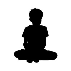 Sitting Boy Silhouette Vector – Ideal for Childhood and Educational Designs