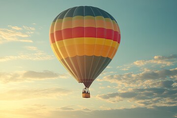 Naklejka premium Hot Air Balloon Floating Above Clouds at Sunrise