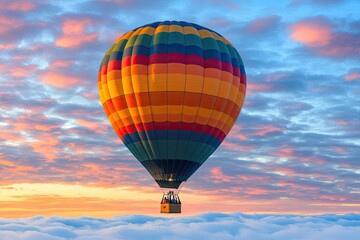 Fototapeta premium Hot Air Balloon Floating Above Clouds at Sunrise