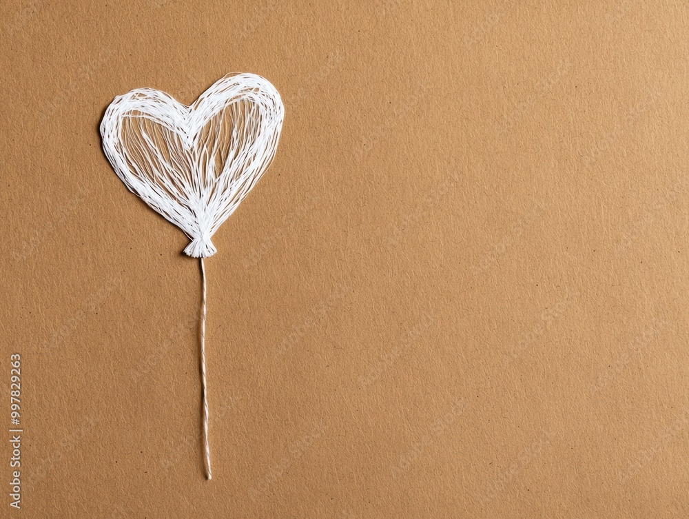 Poster Handmade heart-shaped decoration on brown paper background