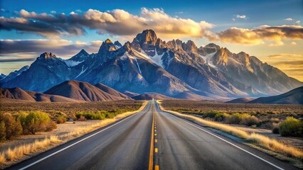 Empty highway leading to majestic mountains