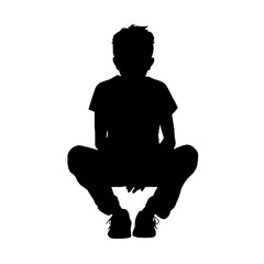 Boy Sitting Silhouette Vector – Ideal for Children’s Book Illustrations