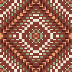 Zigzag Ikat Pattern Fabricfolk Embroidery, Aztec Geometric Ornament Print. Design for Carpet, Wallpaper, Clothing, Wrapping, Fabric