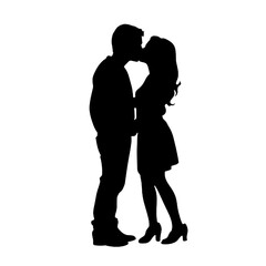 Kissing Lovers Silhouette Vector – Perfect for Romantic Illustrations