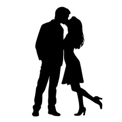 Kissing Lovers Silhouette Vector – Perfect for Romantic Illustrations