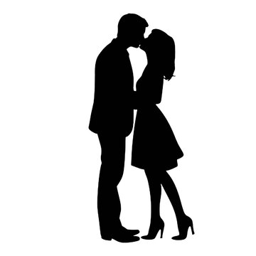 recommend clip art: Passionate Couple Kissing Silhouette – Vector Art for Romance and Love
