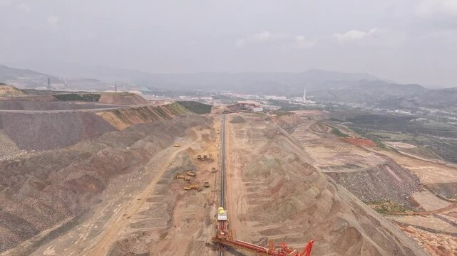 view of iron mine on hill in loess plateau