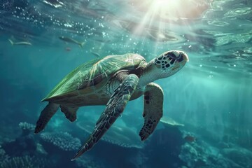 Obraz premium turtle swimming in water