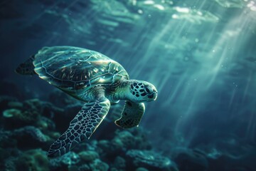 Fototapeta premium sea turtle swimming in water