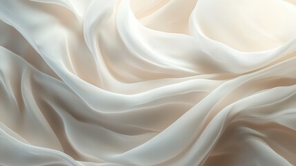 Obraz premium Abstract White Waves Wallpaper. Soft, flowing waves in various shades of white and off-white.