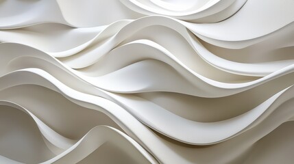 Obraz premium Abstract White Waves Wallpaper. Soft, flowing waves in various shades of white and off-white.