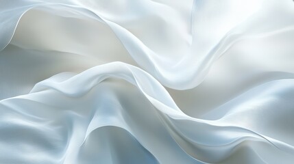 Obraz premium Abstract White Waves Wallpaper. Soft, flowing waves in various shades of white and off-white.