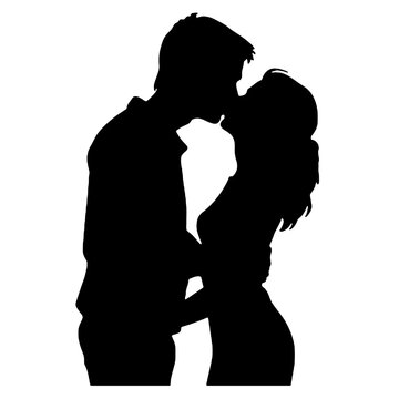 recommend clip art: Passionate Couple Kissing Silhouette – Romantic Vector Illustration