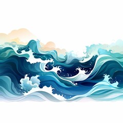 
The blue and white waves in this piece flow with a gentle, abstract rhythm.