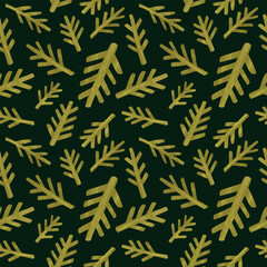 Christmas flower and plant seamless pattern.