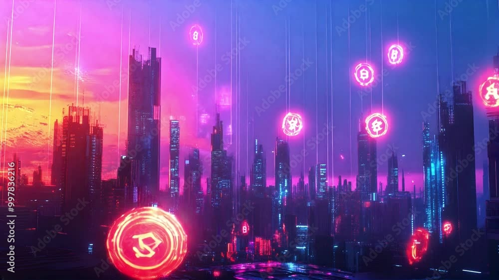 Poster bitcoin background with notes
