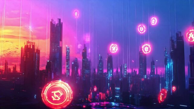 Bitcoin background with notes