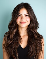Fototapeta premium beautiful young woman with long wavy hair