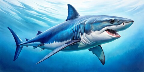 Obraz premium Breathtaking Great White Shark illustrations highlight intricate details and lifelike features, capturing the powerful