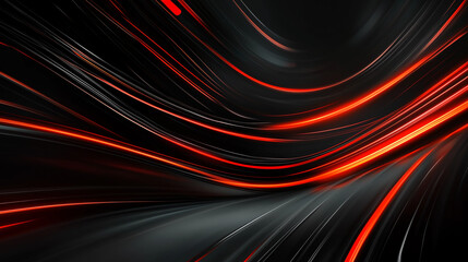 Futuristic Dark Background with Neon Red and Orange Lights	