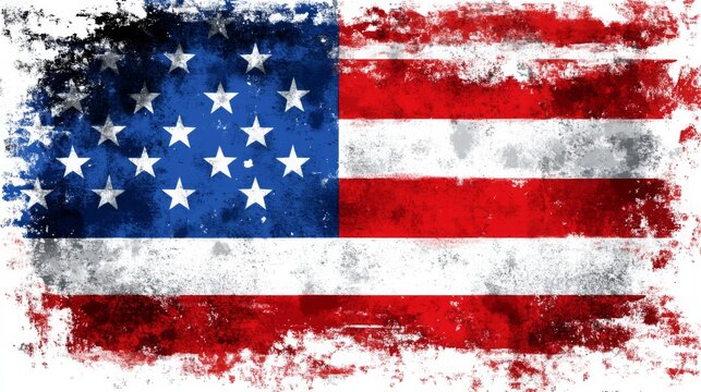 Illustration American flag shape wave red white Grungy