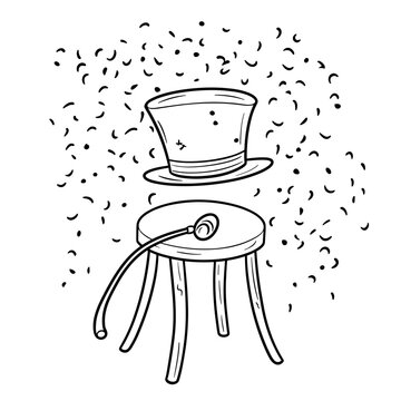 recommend clip art: kawaii circus ringmaster hat and whip coloring page for kids