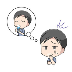 薬の副作用を疑う男性のイラスト