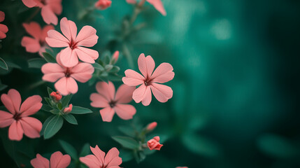 Fototapeta premium Macro Shot of Pink Petaled Flowers in Green Background 