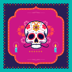 Day of Dead / Dia De Muertos, Skull, flat design Dia de Muertos or day of the dead Background