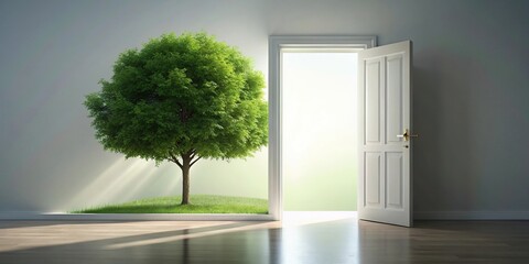 Entrance with tree and open doorway