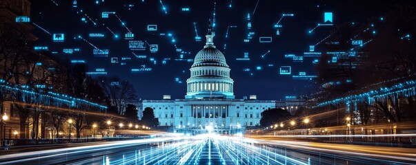Night view United States Capitol building Washington DC The US 