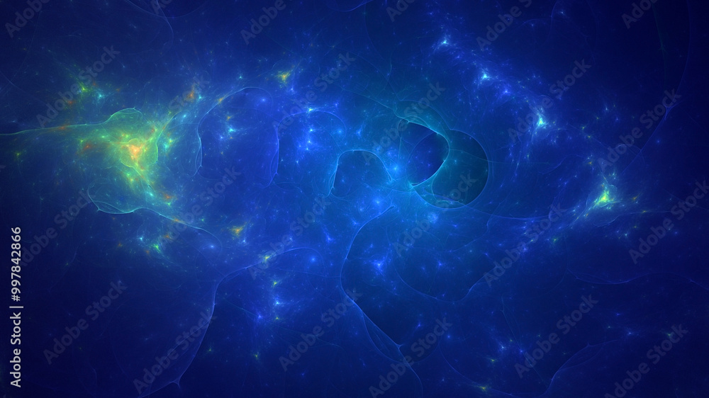 Poster 3d rendering abstract multicolored fractal light background with bright center. its not ai generatd 