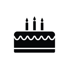 Birthday cake black and white flat vector icon design. Birthday cake symbol design and clip art