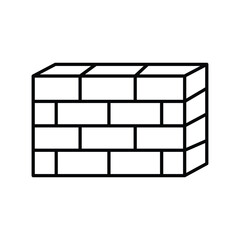 Brick wall black and white flat vector icon design with editable stroke