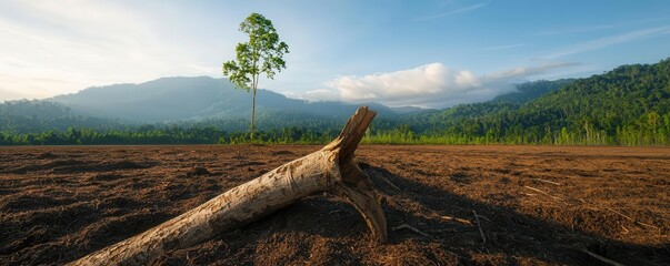 Conceptual image of deforestation showing the stark environmental impact on local wildlife, environmental impact, human footprint on nature