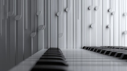 Fototapeta premium white and black background music with long row theme notes.