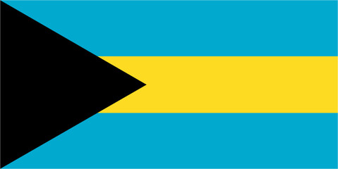 Bahamas official flag vector with standard size and proportion. National flag emblem with accurate size and colors.