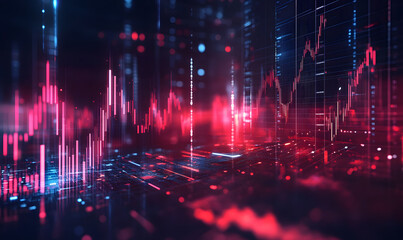 Futuristic Stock Market Chart with Glowing Data or Dynamic Financial Timeline for graphic background