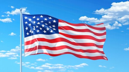 Obraz premium american flag, US American flag, american flag on sky memorial day, independence day, usa flag, labor day, american flag, united states flag, waving flag, texture, wallpaper, Ai