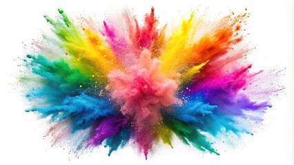 Obraz premium Explosion of colored powder on a white background