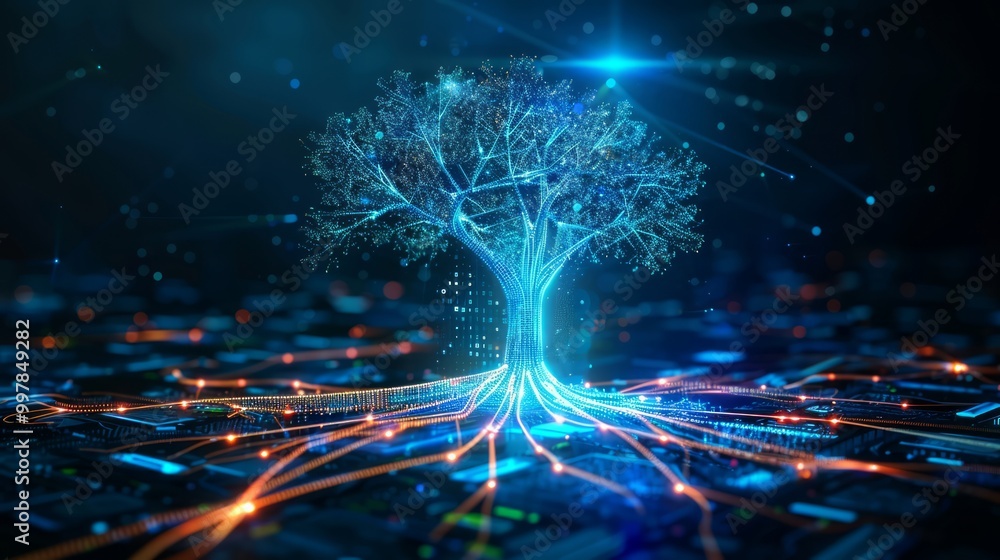 Poster digital tree representing future of ai technology