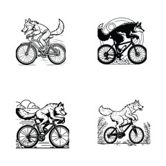 Obraz premium set of bicycles with dog